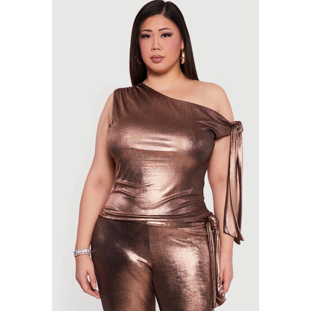 Metallic Gold Asymmetrical Top